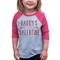 7 ate 9 Apparel Girl's Daddy's Little Valentine Toddler Vintage Baseball Tee 2T Pink and Grey