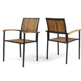 17 Stories Yuliana Outdoor Patio Dining Chair Wood in Brown | 35.75 H x 24 W x 22.75 D in | Wayfair 9913AB0B7CBF4E37985563FE37837041