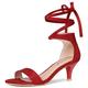 Allegra K Women's Open Toe Kitten Heel Lace Up Dress Sandals Red 6.5 UK/Label Size 8.5 US