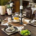 Foundry Select Kingstowne Cream/Black/Taupe Aztec Print Ceramic Southwestern Style 16 Piece Dinnerware Set in Black/Brown/Gray | Wayfair