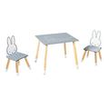 roba Kinder Sitzgruppe miffy - Kindermöbel Set aus 2 Kinderstühlen & 1 Tisch - Sitzgarnitur aus Holz - dunkelgrau und weiß lackiert