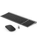 Rechargeable Wireless Keyboard Mouse, seenda Ultra Thin Quiet USB Keyboard and Mouse Set with Numeric Keypad QWERTY UK Layout for Windows PC Laptop Computer-Space Gray