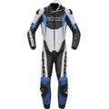 Spidi Sport Warrior Pro Tuta in pelle della moto monopezzo perforata, nero-blu, dimensione 48