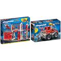 PLAYMOBIL 9462 Spielzeug-Große Feuerwache & 9466 Spielzeug-Feuerwehr-Truck