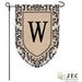 JEC Home Goods Damask Monogram 2-Sided Nylon 18 x 13 in. Garden Flag in Black/Brown | 18 H x 12.5 W in | Wayfair GF01006-W