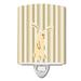 Caroline's Treasures Rabbit on Stripes Ceramic Night Light Ceramic in Brown/White | 6 H x 4 W x 3 D in | Wayfair BB7082CNL