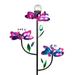 August Grove® Triple Kinetic Tropical Flower Spinner Garden Stake Glass/Metal, Size 70.0 H x 20.5 W x 9.0 D in | Wayfair
