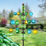 Exhart Three Tier Wind Spinner Garden Stake w/ Glass Crackle Balls, 14 by 48 Inches Glass/Metal in Green | 48 H x 14 W x 14 D in | Wayfair 16658-RS