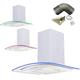 SIA CPLE60WH 60cm White LED Edge Curved Glass Cooker Hood Fan And 1m Ducting Kit