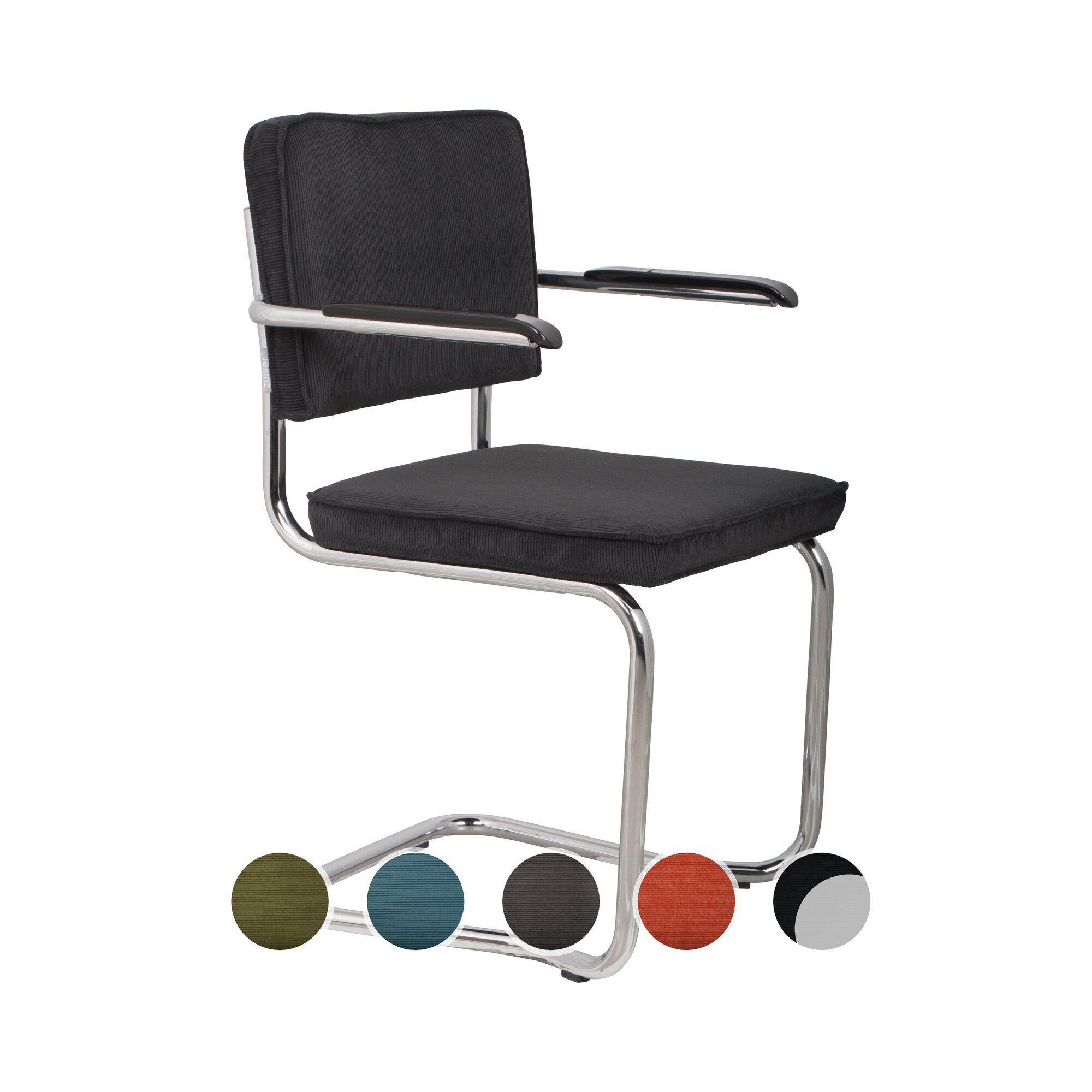 Zuiver Armlehnenstuhl Ridge Kink Cord Schwarz 7A Image