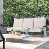 Summer Classics Haley Teak Patio Sofa w/ Cushions Sunbrella® Fabric Included in Brown | 37.75 H x 81.75 W x 36.5 D in | Wayfair 294827+C263H6258N