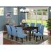 Winston Porter Nataly 9 - Piece Butterfly Leaf Rubberwood Solid Wood Dining Set Wood/Upholstered in Brown | Wayfair