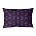 Ebern Designs Leffel Lattice Floral Indoor/Outdoor Lumbar Pillow Polyester/Polyfill blend in Black/Indigo | 31 H x 21.5 W x 3 D in | Wayfair