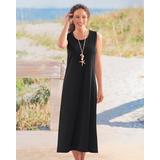 Appleseeds Women's Boardwalk Solid Sleeveless Maxi Knit Dress - Black - S - Misses