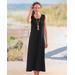 Appleseeds Women's Boardwalk Solid Sleeveless Maxi Knit Dress - Black - PL - Petite