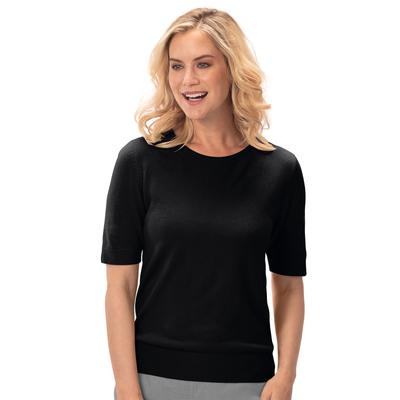 Appleseeds Women's Spindrift™ Soft Short-Sleeve Sweater Shell - Black - S - Misses