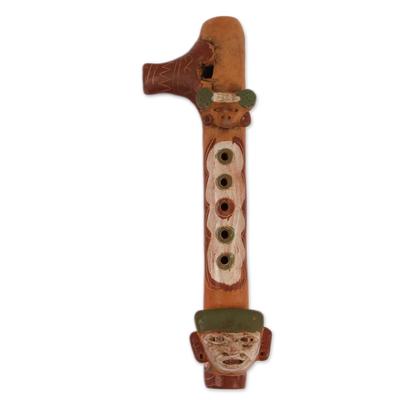 'Ceramic Flute from Mexico with Pre-Hispanic Designs'