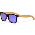 Sunglasses for Men and Women with Bamboo Wooden Legs and Blue Mirrored Polarised Lenses GOWOOD
