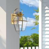 Alcott Hill® Boto 12.5" H Beveled Outdoor Wall Lantern Brass/Glass/Metal in Yellow | 12.5 H x 7.5 W x 8.5 D in | Wayfair