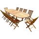 Ensemble salon de jardin en teck aspect huilé haasi 8 chaises 2 fauteuils jumak