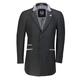 Mens Retro 3/4 Long Black Grey Overcoat Jacket Wool Blend Smart Formal Tailored Fit Top Coat[BLAKE,48,Black]
