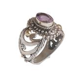 Faithful Bloom,'Amethyst Sterling Silver 18k Gold Accented Cocktail Ring'