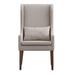 Wingback Chair - Birch Lane™ Burbury 25.25" Wide Wingback Chair Linen/Wood/Fabric in Brown/White | 46.5 H x 25.25 W x 29 D in | Wayfair