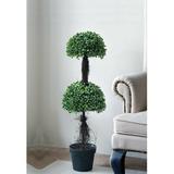 Charlton Home® Faux Double-Ball Boxwood Topiary in Pot Wood/Plastic in Brown | 36 H x 8 W x 8 D in | Wayfair D106BE9007BE4A8DB708D0E85E6CF346