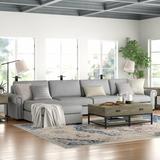 Gray Sectional - Three Posts™ Willia 173" Wide Linen Left Hand Facing Modular Sofa & Chaise Linen | 33 H x 173 W x 76 D in | Wayfair