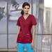 Cherokee Women's Mock Wrap Scrub Top (Size 4X) Red, Polyester,Rayon,Spandex