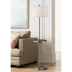 Lite Source Brass 62" Outlet and USB Floor Lamp with Tray Table