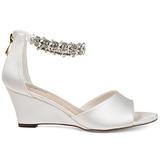 Brinley Co. Womens Jeweled Open-Toe Wedge White, 9 Regular US screenshot. Shoes directory of Clothing & Accessories.