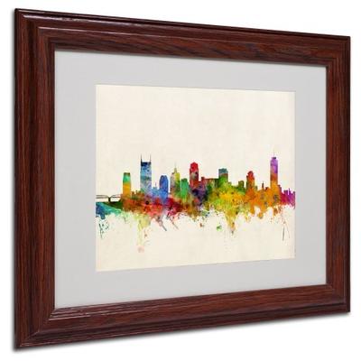 Nashville Skyline by Michael Tompsett, White Matte, Wood Frame 11x14-Inch