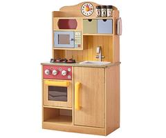 Teamson Kids - Little Chef Wooden Toy Play Kitchen with Accessories - Burlywood
