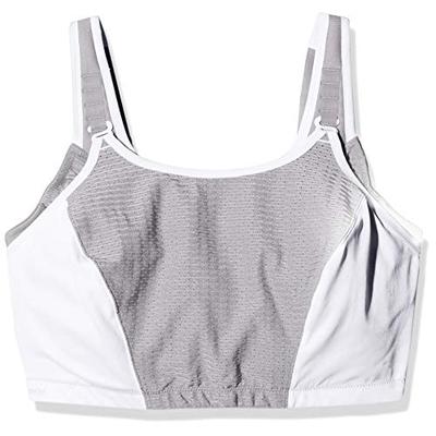 Glamorise Women's Plus Size Full Figure Adjustable Wirefree Sport Bra #1281, White/Grey