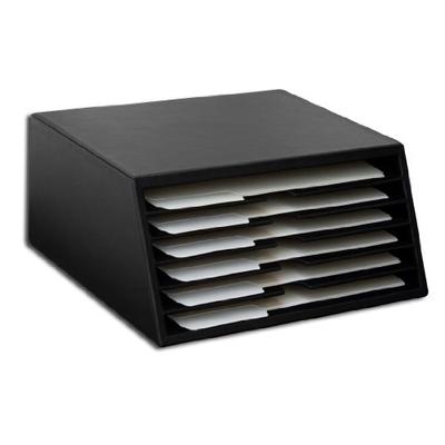 Dacasso Black Leather 6-Tray File Sorter
