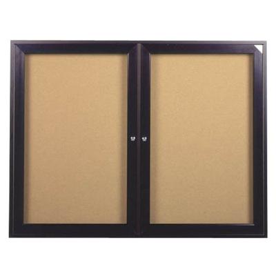 Ghent 36"x60" 2-Door indoor Enclosed Bulletin Board , Shatter Resistant, with Lock, Bronze Aluminum
