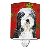 Caroline's Treasures SS4704CNL Bearded Collie Red and Green Snowflakes Holiday Christmas Ceramic Nig screenshot. Christmas Decor directory of Holiday Ornaments & Decor.