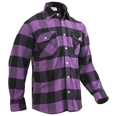 Rothco Extra Heavyweight Buffalo Plaid Flannel Shirt, Purple Plaid, XL