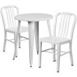 Flash Furniture 24'' Round White Metal Indoor-Outdoor Table Set with 2 Vertical Slat Back Chairs screenshot. Patio Furniture directory of Outdoor Furniture.