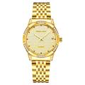 PRINCE GERA 18K Gold Plated Women's Automatic Watches Crystal Calendar Date Diamond Mechanical Metal Sapphire Waterproof Golden Rhinestones Dress Wristwatches with Stainless Steel Band