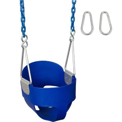 Swing Set Stuff Highback Full Bucket (Blue) with 5.5 Ft. Coated Chain and SSS Logo Sticker