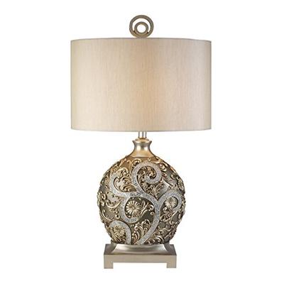OK LIGHTING 12.25 in. Champagne Gold with Silver Vine Table Lamp