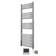 Greened House Electric Chrome 500W x 1400H Curved Towel Rail + Timer and Room Thermostat Bathroom Towel Rails