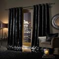 SELECT-ED® Luxuries Faux Velvet Curtains Pair Fully Lined Eyelet Ring Top Ready Made Curtains NZ (NZ, Black, 90" Width x 90" Depth)