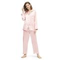 LILYSILK Silk Pajamas for Women Comfy Two Piece Set Long Sleeve 19 Momme Pure Mulberry Natural Silk Sleepwear Ladies Light Pink Size XXL