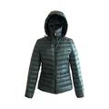 Lotus Dew Women's Down Jacket Packable Quilted Coat with Zipper Hood and Pockets (Green, M)