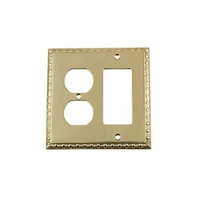 Nostalgic Warehouse 719984 Egg & Dart Switch Plate with Rocker and Outlet Polished Brass