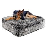 Ultra Plush Faux Fur Luxury Shag Durable Sicilian Rectangle Pet Bed, 28" L X 24" W X 4" H, Midnight Frost, Small, Gray