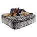 Ultra Plush Faux Fur Luxury Shag Durable Sicilian Rectangle Pet Bed, 28" L X 24" W X 4" H, Midnight Frost, Small, Gray